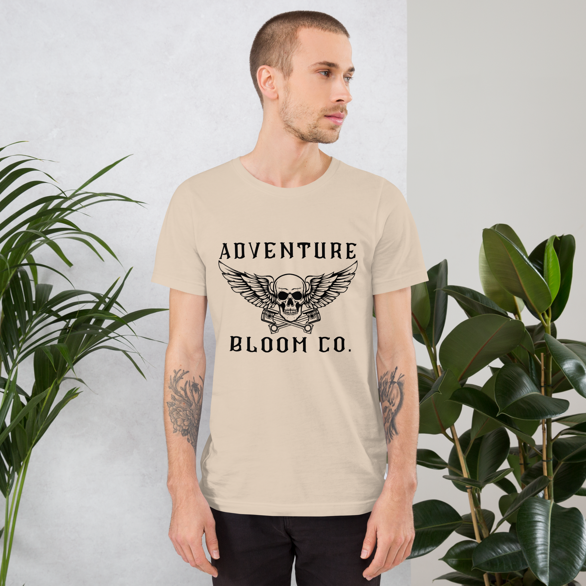 Adventure-ready biker tee by Adventure Bloom Co. in Soft Cream