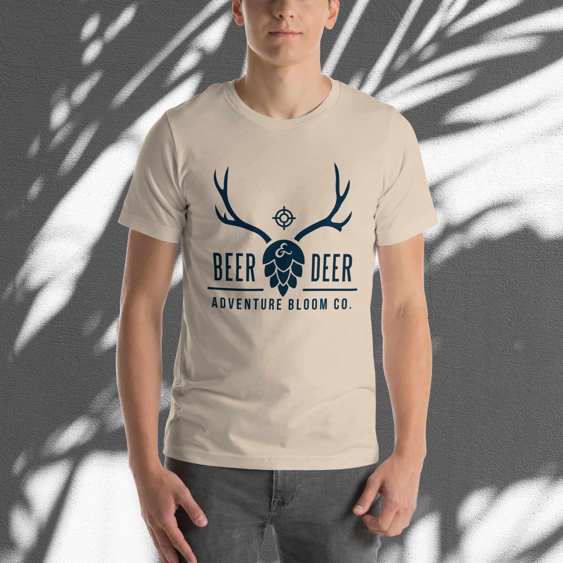 Celebrate hunting adventures with Adventure Bloom Co.'s beer-themed tee in Soft Cream.