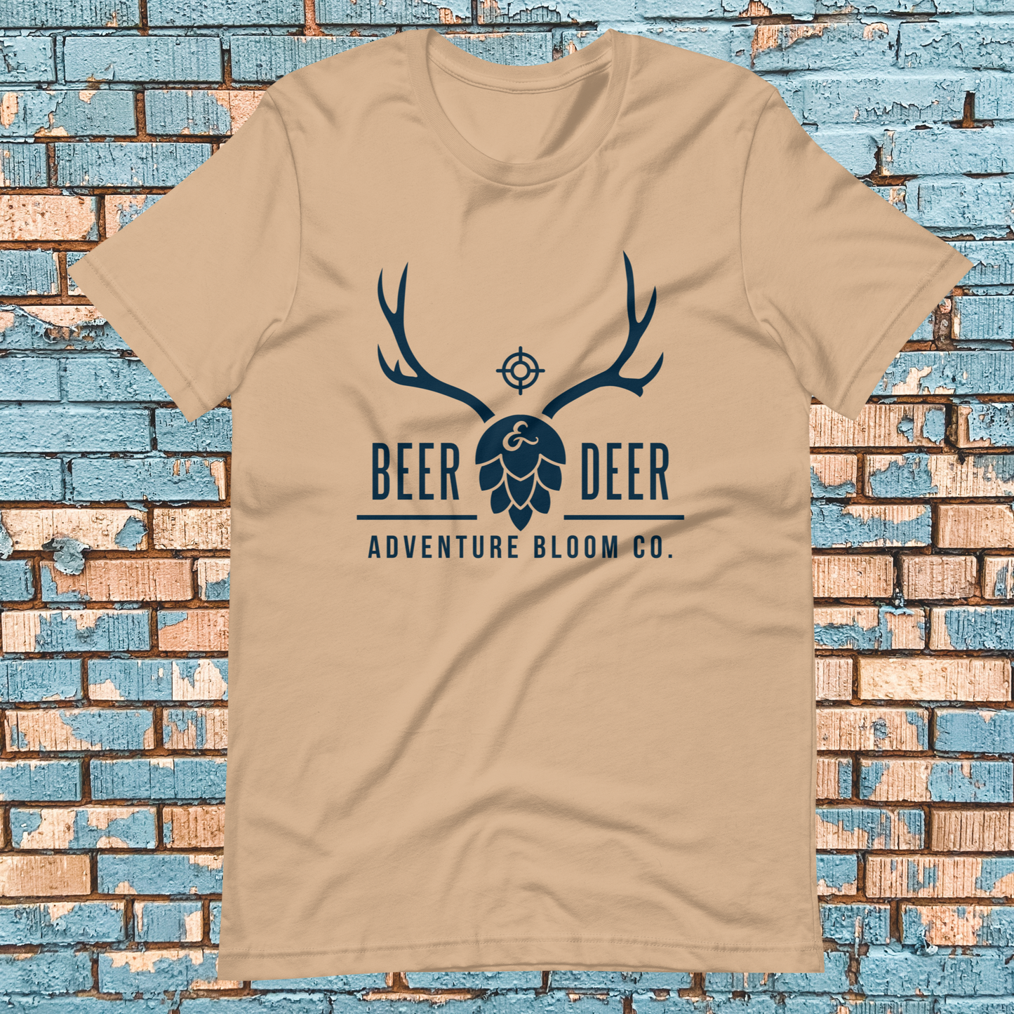 The Buck Stops Here- with Beer Tee in Tan: The perfect attire for post-hunt gatherings.