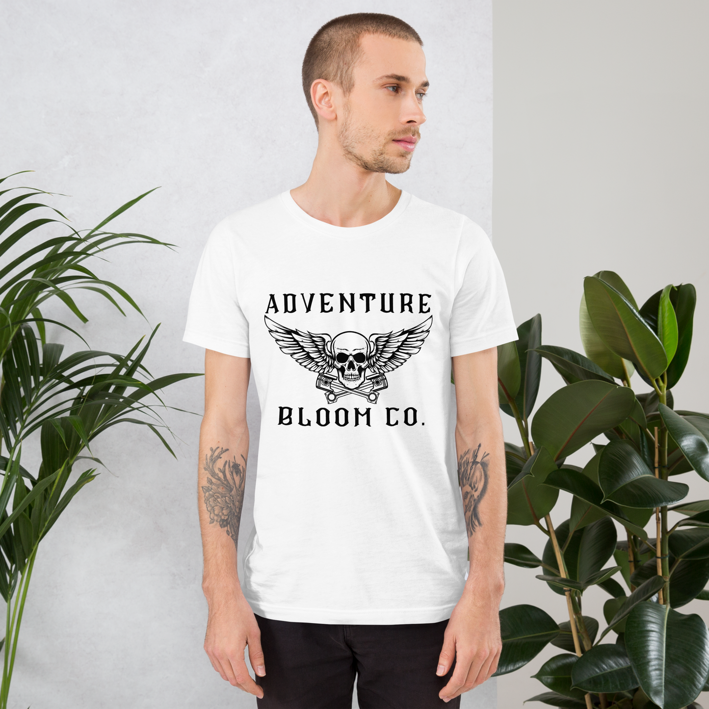 Adventure-ready biker tee by Adventure Bloom Co. in White