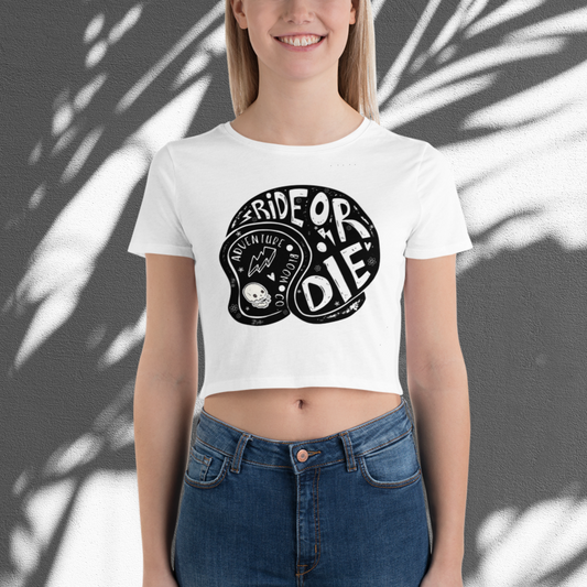 Ride or Die Crop Tee in Classic Black and White