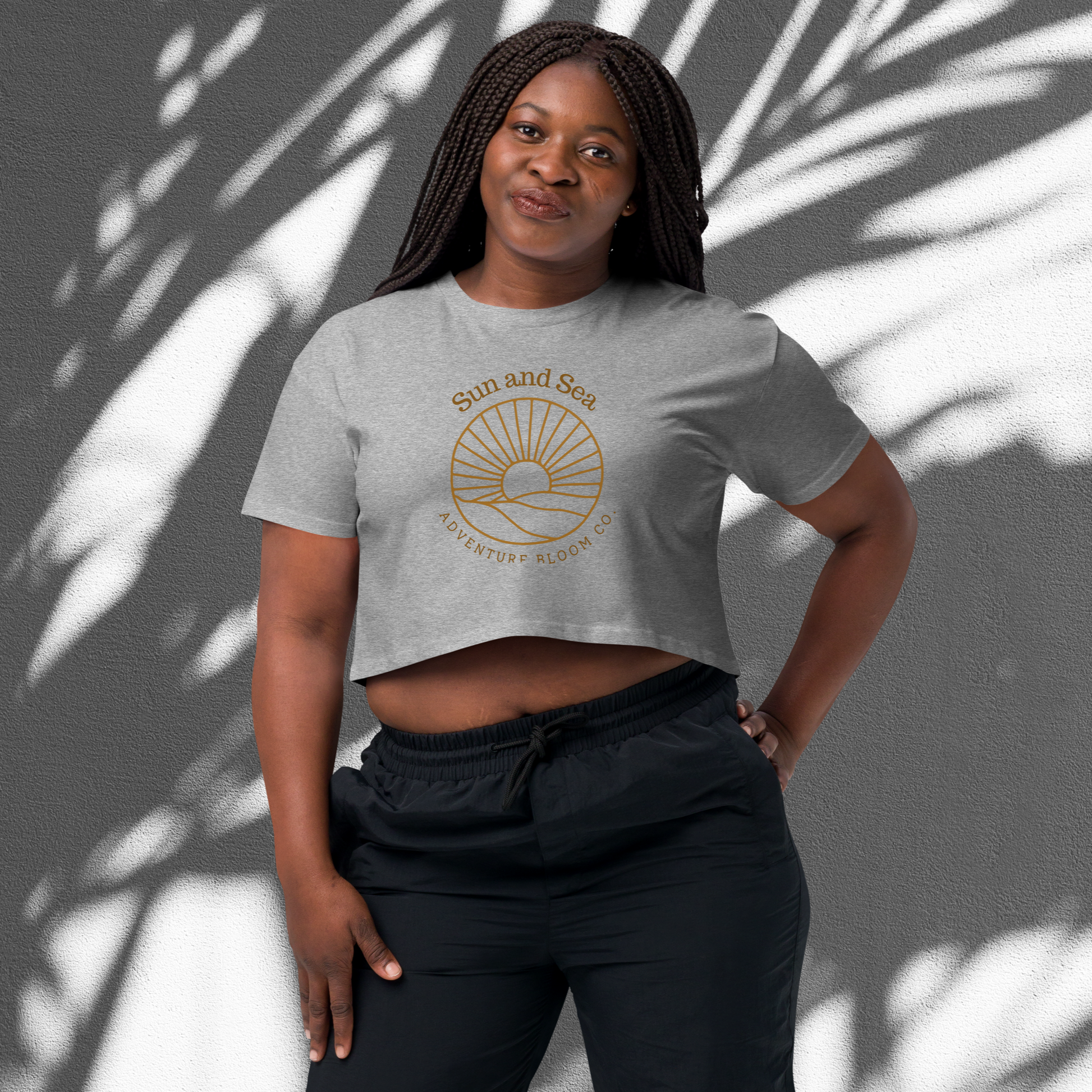 Crop Top with Sun-Kissed Seas Design