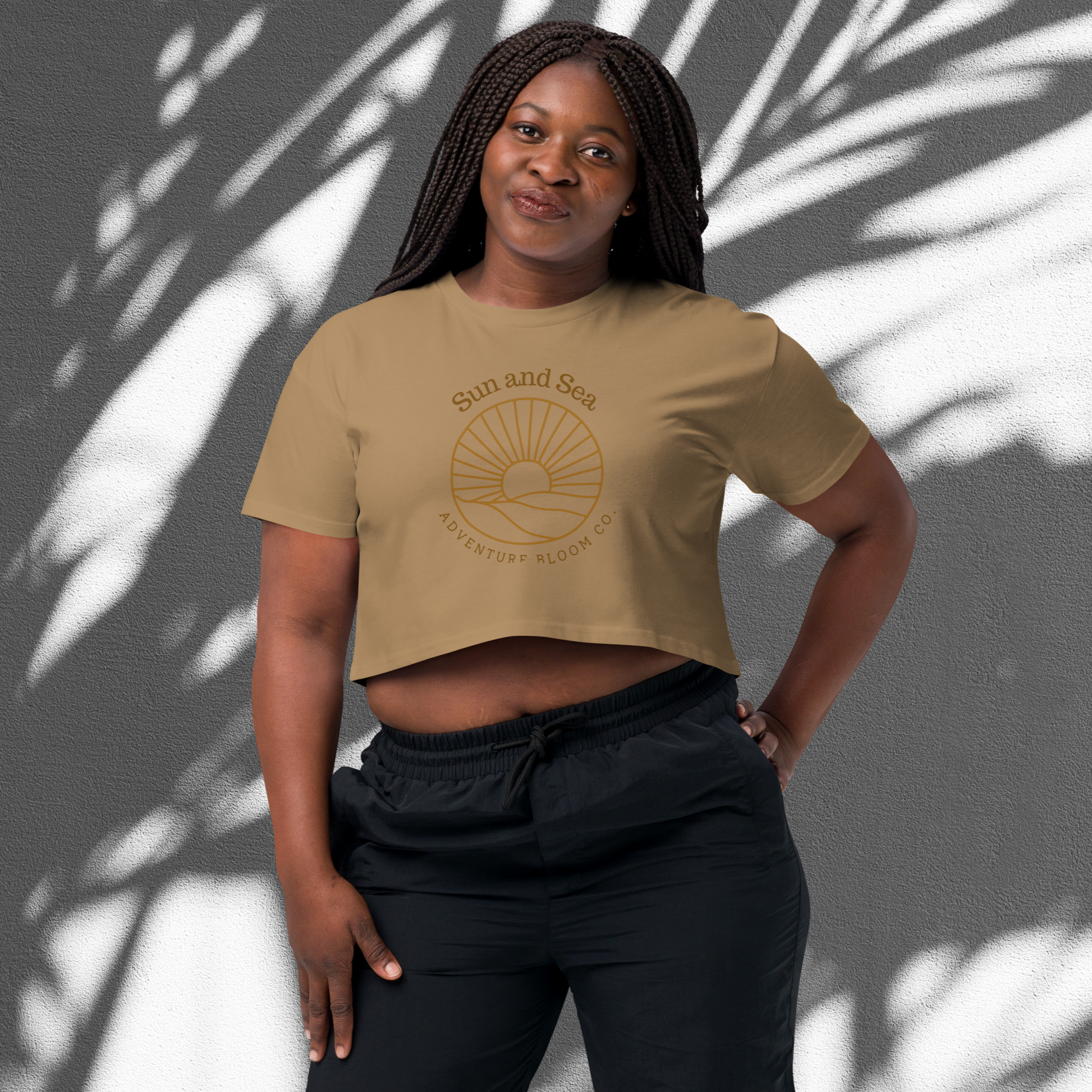 Crop Top with Sun-Kissed Seas Design