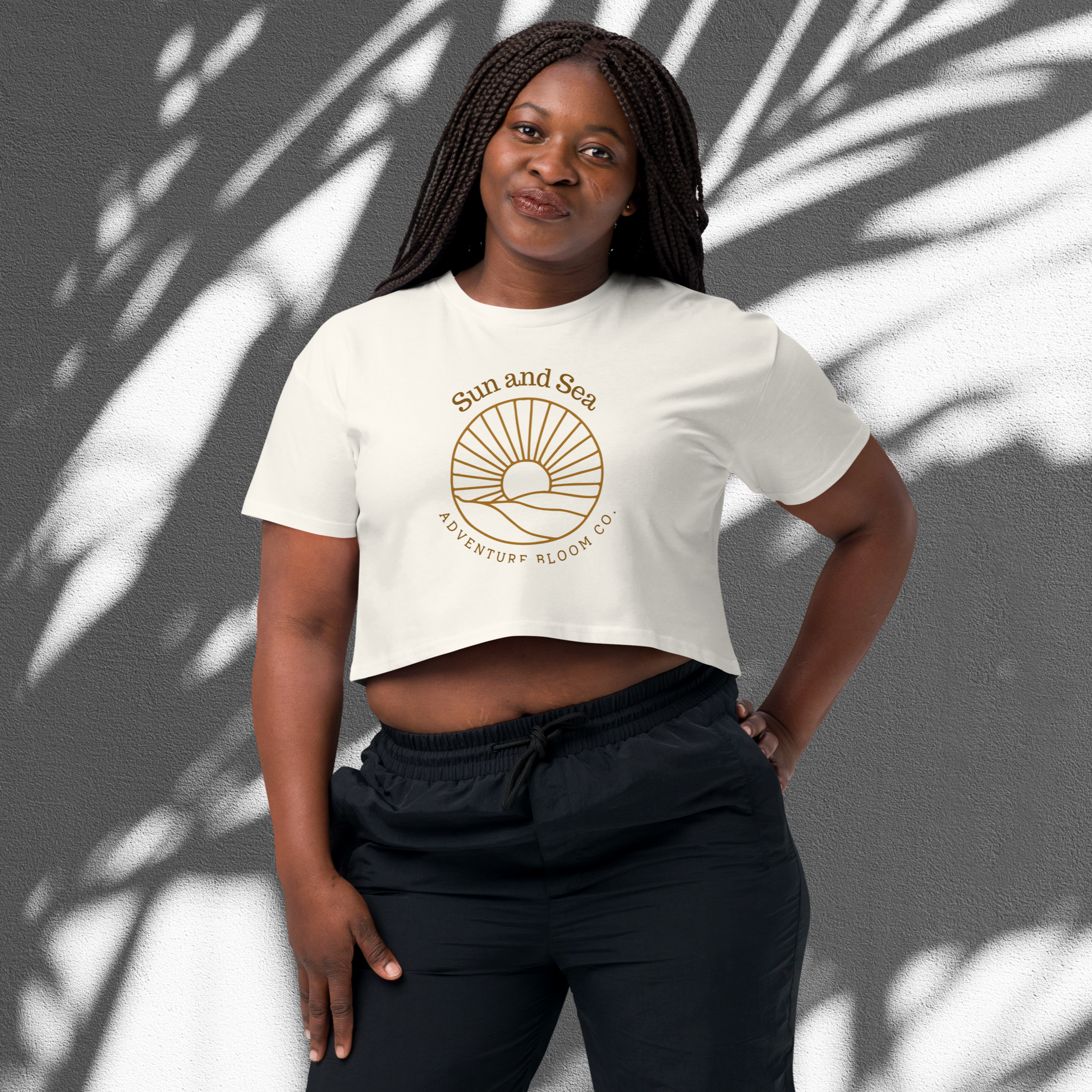 Crop Top with Sun-Kissed Seas Design