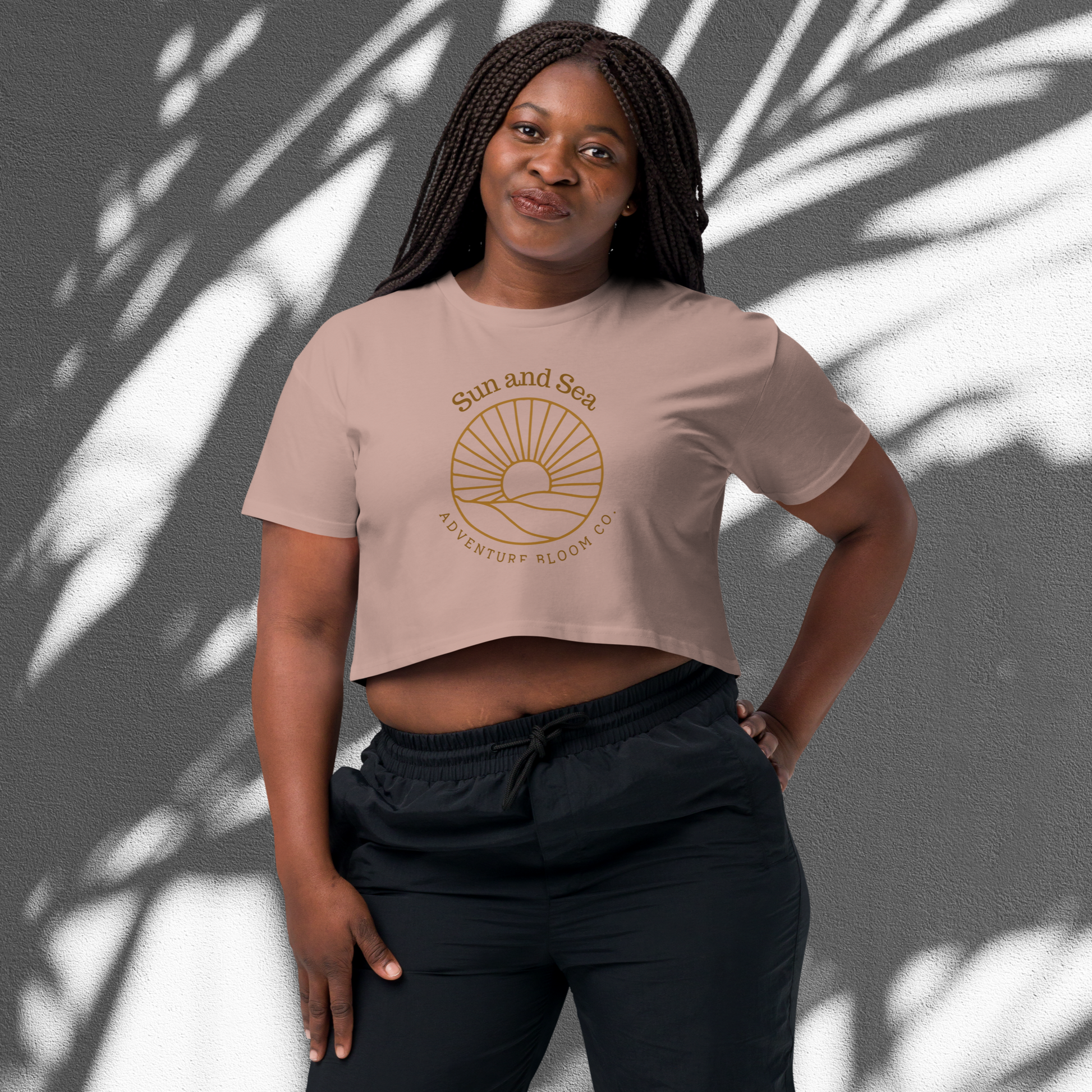 Crop Top with Sun-Kissed Seas Design