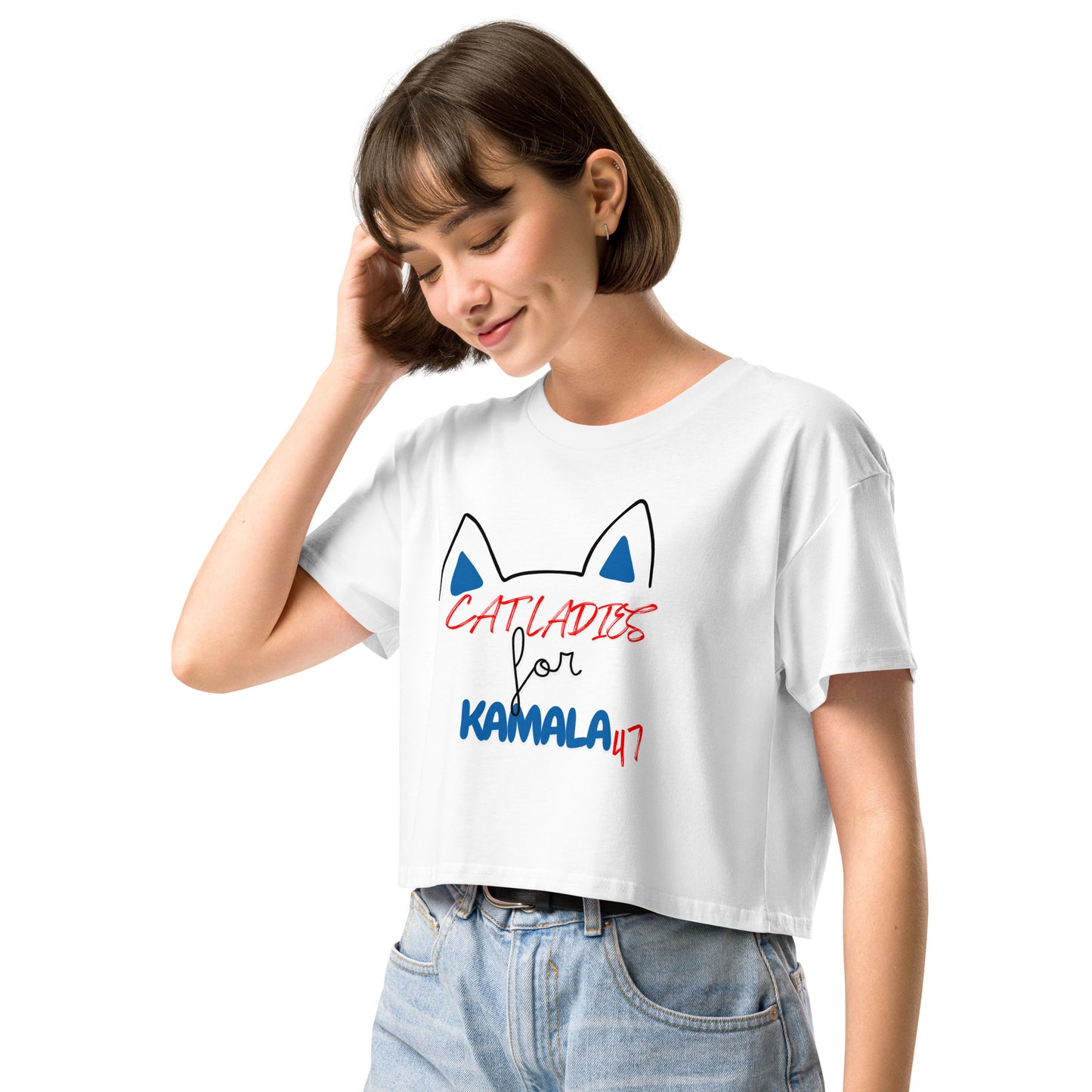 Cat Ladies for Kamala 2024 Ladies Crop Top