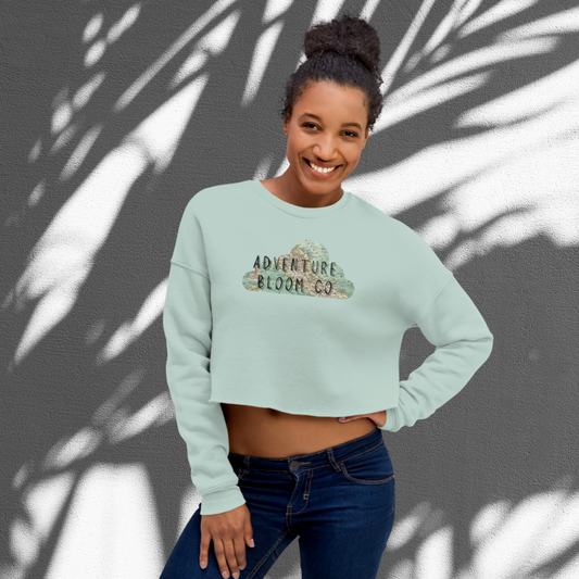 Wander & Dream Cropped Sweatshirt in Dusty Blue