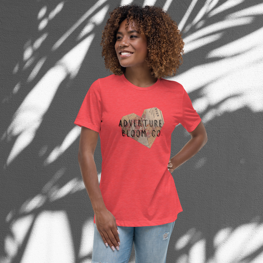 Roaming Heart Relaxed Tee in Heather Red