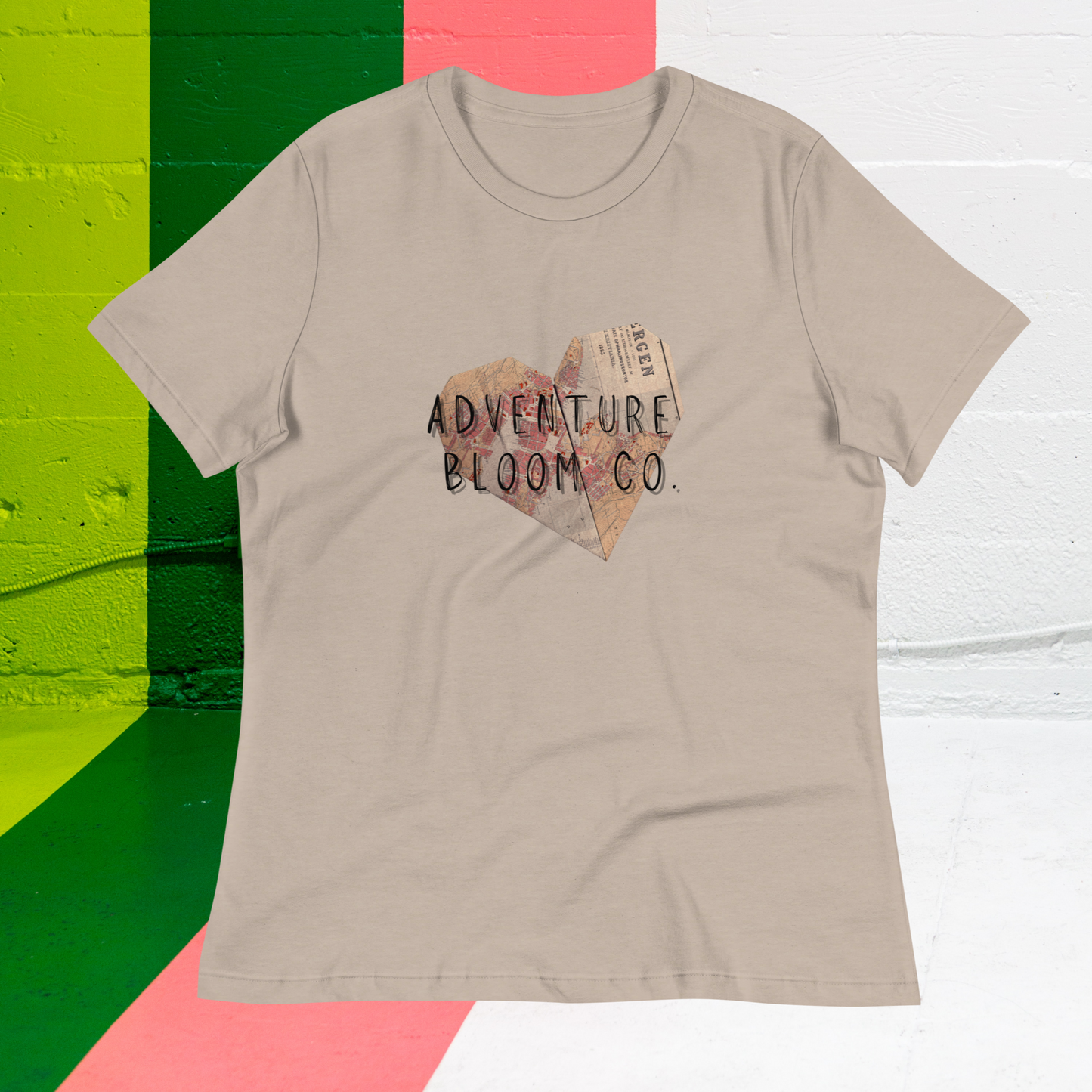 Adventure Bloom Co.'s Travel-Themed Relaxed Tee in Heather Stone