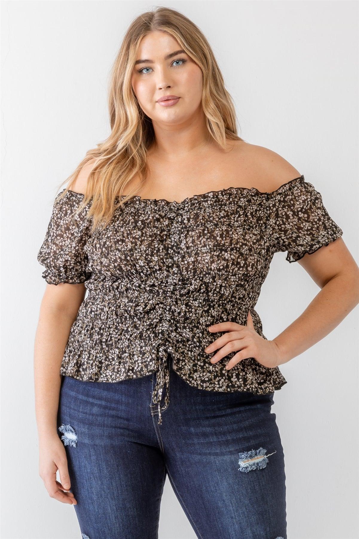 Meadow Mist Off-The-Shoulder Curvy Top