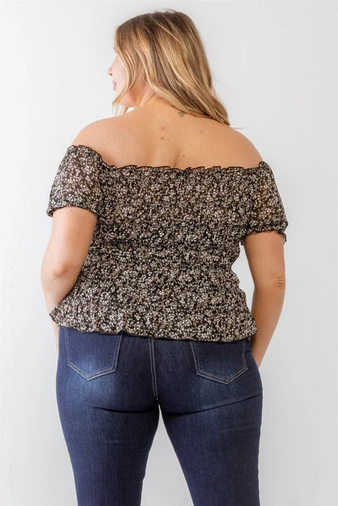 Meadow Mist Off-The-Shoulder Curvy Top