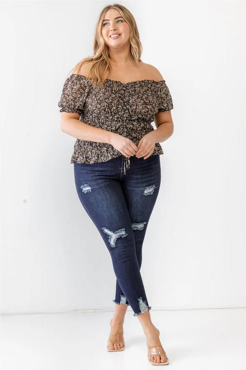 Meadow Mist Off-The-Shoulder Curvy Top