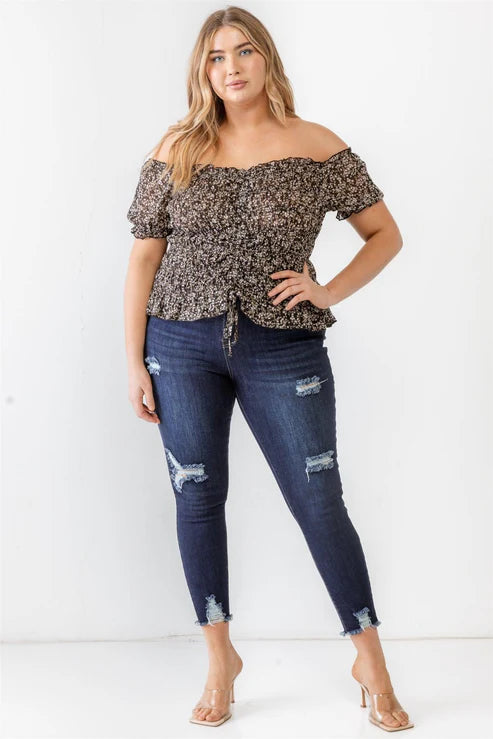 Meadow Mist Off-The-Shoulder Curvy Top