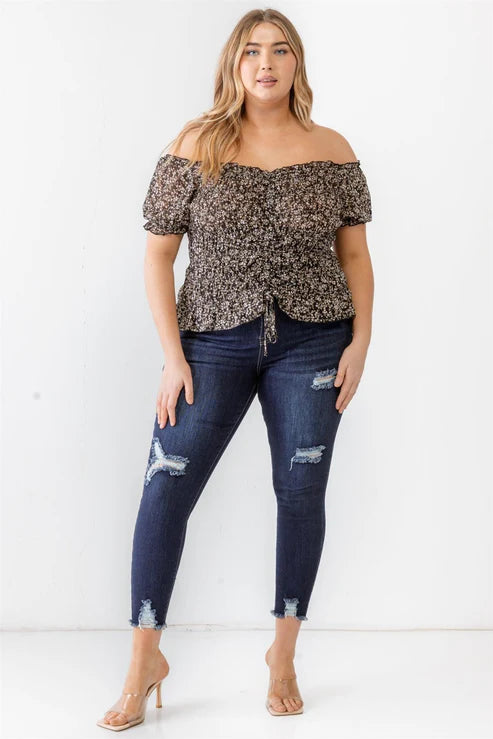 Meadow Mist Off-The-Shoulder Curvy Top