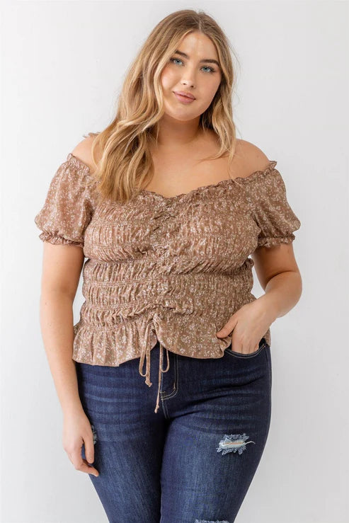 Meadow Mist Off-The-Shoulder Curvy Top