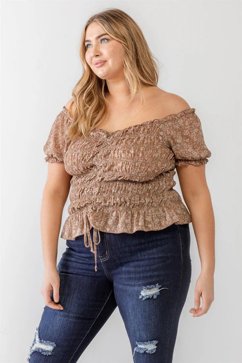 Meadow Mist Off-The-Shoulder Curvy Top