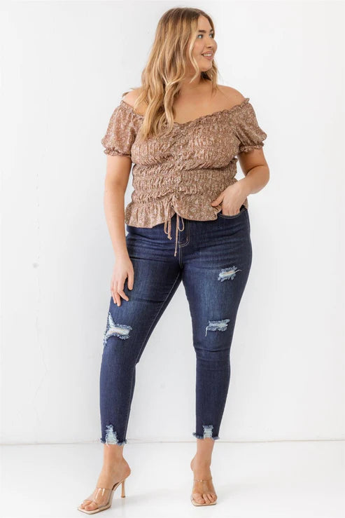 Meadow Mist Off-The-Shoulder Curvy Top