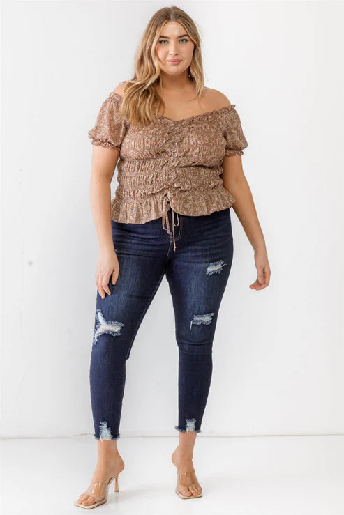 Meadow Mist Off-The-Shoulder Curvy Top